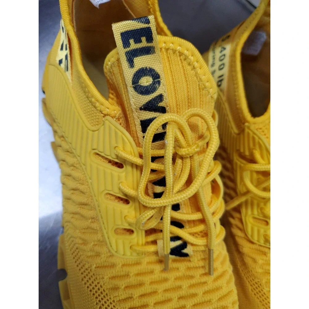 Yellow Men's Running Shoes Blade Non Slip Fashion Sneakers Mesh Soft US 11 EU 44
